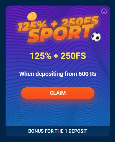 100% + 250FS When depositing from 600 ₨