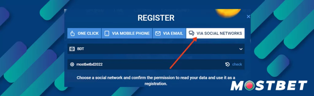 Registration via Social Networks